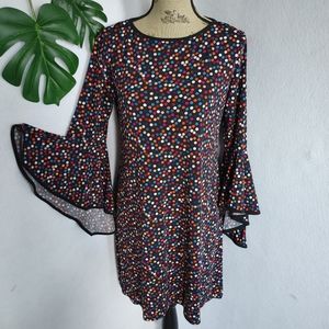 MSK Confetti Flounce Sleeve Dress M
